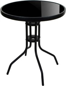 Záhradný sklenený stolík ISLAND – Ø60 cm, čierny/čierny