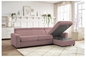 Ružová rozkladacia rohová pohovka (variabilná) Monaco – Bobochic Paris