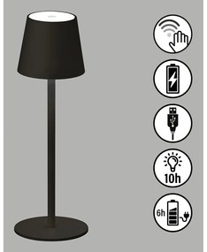 Čierna LED stmievateľná stolová lampa so senzorom pohybu a s kovovým tienidlom (výška 38 cm) Tropea – Fischer &amp; Honsel