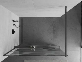 Mexen Kioto+, sprchová zástena Walk-In s poličkou a vešiakom 100 x 200 cm, 8mm číre sklo biely vzor, grafitový profil, 800-100-121-66-97