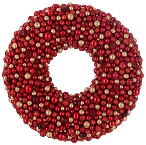 Červeno-zlatý dekoratívny veniec z malých ozdôb Balls - 50*9*50cm