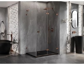 Mexen Lunar-F L, 1-krídlový sprchový kút so skladacími dverami, pravý, 100 x 80 cm, 8mm číre sklo, ružové zlato profil, 836L-100-080-60-00-P