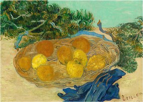 Obraz - Vincent van Gogh, Still Life of  Oranges and Lemons with  Blue Gloves, reprodukcia (70x50 cm)