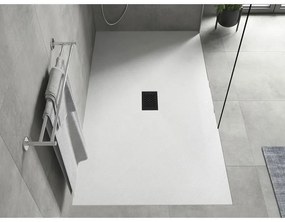 Mexen Hugo, obdĺžniková sprchová vanička SMC 160 x 100 cm, biela, čierna krytka, 42101016-B