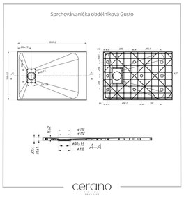 Cerano Gusto, obdĺžniková sprchová vanička 100x70x3 cm z minerálneho kompozitu, čierna matná, CER-CER-414596