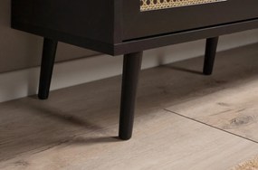 Zásuvková komoda Vienna, čierna/výplet