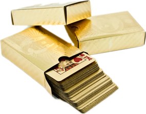 KIK Zlaté plastové hracie karty - $$$ dolár