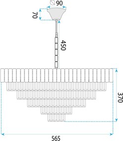 Toolight Toolight, krištáľové závesné svietidlo 60cm, 8xE14, G058-CP, zlatá, OSW-08992