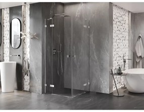 Mexen Lunar Duo výklopný sprchový kút 100 x 100 cm, 8mm číre sklo, chrómový profil, 834-100L-100P-01-00