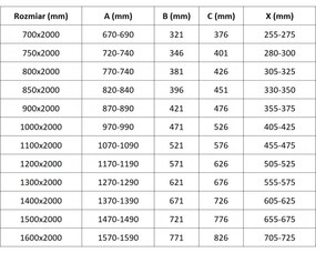 Mexen Velar, posuvné dvere typu Walk-in 70x200 cm, 8mm číre sklo, chrómová, 871-070-000-03-01