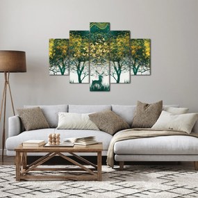 Obraz - Jelene v zelenom lese (150x105 cm)
