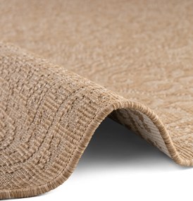 NORTHRUGS, Kusový koberec Duet Rosel 106252 Beige/White kruh - na von aj na doma, 160x160 (priemer) kruh, béžová, chodba / predsieň