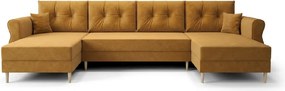 Rozkladacia sedacia súprava do U SILVIANO 300x140 cm, horčicová + 2 vankúšiky ZDARMA