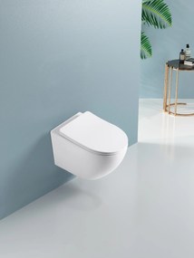 Cerano Verde, závesná WC misa Rimless 490x360x370 mm + UF toaletné sedátko, biela matná, CER-CER-417353