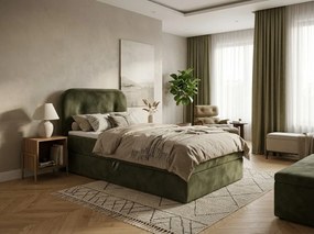 Čalúnená posteľ boxspring FORENA 90x200 cm tmavozelená Matrac: Bonell pružinová matrac