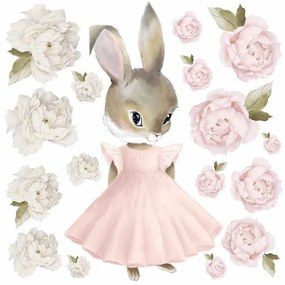 Gario Detská nálepka na stenu Pastel bunnies - zajačik v sukni Rozmery: M