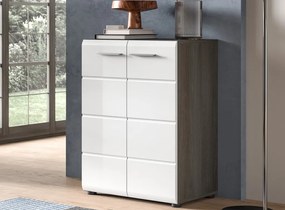 Skrinka Salsa, 60 cm, šedý dub/biela lesk