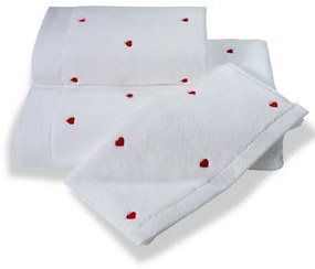 Soft Cotton Malý uterák MICRO LOVE 32x50 cm Biela / ružové srdiečka