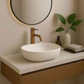 Rea Amelia, umývadlo na dosku 480x345x135 mm, imitácia kameňa-piesková, REA-U8480