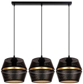 Luster na lanku PARIS 3xE27/60W/230V čierna/zlatá