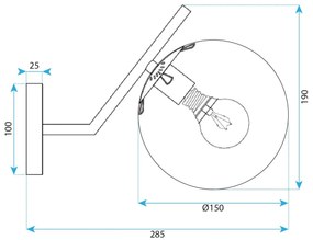 Toolight Toolight, nástenné svietidlo 1xE27, G099-1W, čierna, OSW-09724