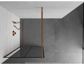 Mexen Kioto, sprchová zástena 80x200 cm, 8mm číre sklo s čiernym vzorom, profil ružové zlato, 800-080-101-60-77