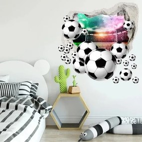 Nálepka na stenu 3D futbalové lopty s pozadím štadióna 75 x 75 cm