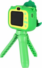 Detský digitálny fotoaparát KIK Dinosaurus so statívom, zelený