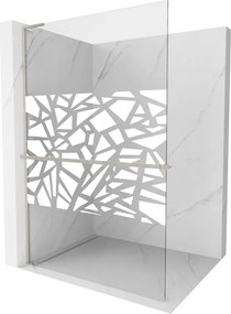 Mexen Kioto+ L, sprchová zástena Walk-In s poličkou a vešiakom 110 x 200 cm, 8mm číre sklo biely vzor, brúsená oceľ profil, 800-110-123-97-85