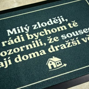 Mercury Flooring, Rohožka Milý zlodej 40x60 cm - na von aj na doma, 40x60, zelená