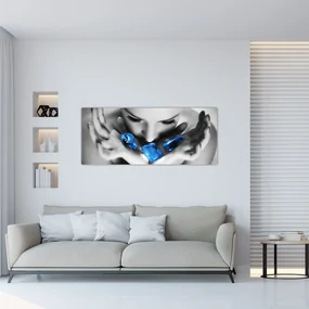 Obraz portrétu ženy s kameňmi (120x50 cm)