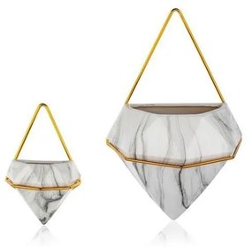 SADA 2x Nástenný kvetináč SEMELA 23x20 cm zlatá