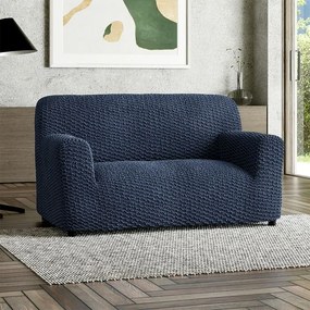 Bielastické poťahy MOSAICO modré dvojkreslo (š. 120 - 160 cm)