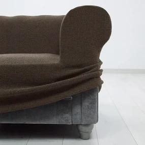 Super strečové poťahy HARMONIA tabaková kreslo ušiák (š. 70 - 100 cm)