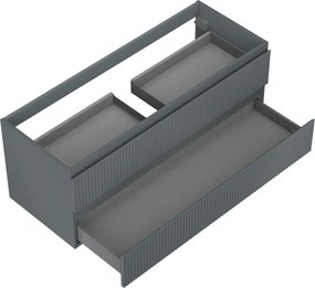 Mexen Rivel, kúpeľňová skrinka 120 cm, 2 zásuvky, drážkovaná, grafitová matná, 91A20-12047-2-BFF66