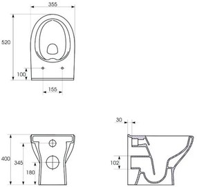 Cersanit Moduo CleanOn, stojaca wc misa + antibakteriálne toaletné sedátko z duroplastu, SET A39, biela, S701-267