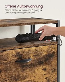 Vyklápací botník, 3 zásuvky,čierna, tmavo-hnedá farba, 130x60x30cm