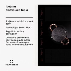 Klarstein Masterzone 90 Flex, indukčná varná doska, max. 12 600 W, vstavaná, 5 zón, 2 Flex zóny, technológia ThermoBoost, Smart Flex
