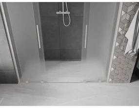Mexen Velar L Duo, posuvné sprchové dvere do otvoru 170 cm, 8mm sklo námraza, brúsená oceľ, 871-170-003-32-97