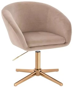 LuxuryForm DESIGN Stolička VENICE VELUR na zlatom kríži - latte