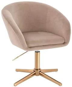 LuxuryForm DESIGN Stolička VENICE VELUR na zlatom kríži - latte