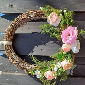 DECOLED Veľkonočný veniec, 34 x 31 x 8 cm, prútie a kvety