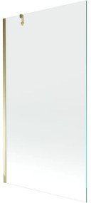 Mexen Next, vaňová  zástena 1-krídlová 90 x 150 cm, fixné krídlo, 6 mm číre sklo, zlatý profil, 895-090-000-00-00-50