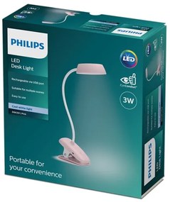 Philips - LED Stmievateľná lampa s klipom DONUTCLIP LED/3W/5V 1200 mAh ružová