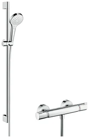 Hansgrohe Croma Select S, sprchová súprava Vario s termostatom Ecostat Comfort a sprchovou tyčou 90 cm, biela/chrómová, HAN-27014400