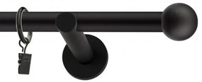 Dekorstudio Garniža jednoradová GUĽA čierna matná 19mm Dĺžka: 300cm, Typ uchytenia: Držiak otvorený, Typ príslušenstva: Krúžky tiché so štipcami