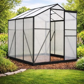 Skleník so základňou BestBerg BBGH-606B / 3,61 m² / 190 × 190 × 194 cm / čierna