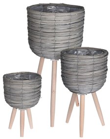 KVETINÁČ Z MORSKEJ TRÁVY GRAS SADA 3KS 60X30 CM+45X25 CM+33X21 CM SIVÁ