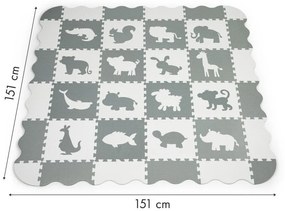 Penová podložka pre deti  151 x 151 cm - puzzle zvieratka