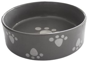 Keramická miska pre psa Labka sivá, 15 x 5 cm